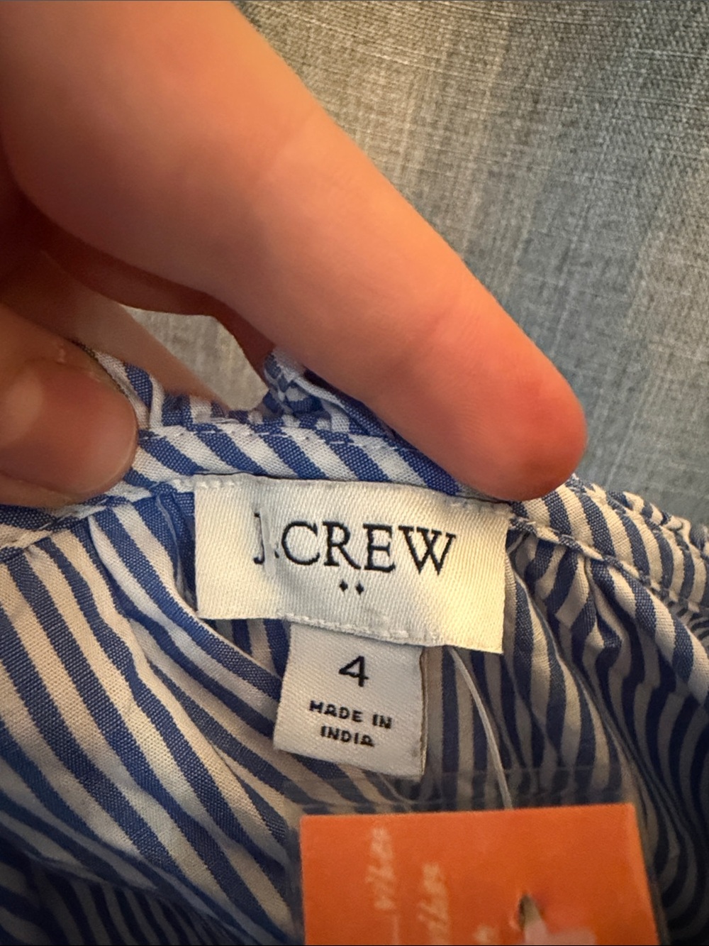 J. Crew Blue and White Striped Long Sleeve Tiered Dress - Picture 2 of 4